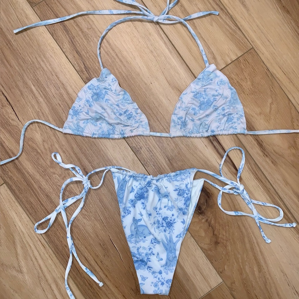 Frankie’s Bikinis Gigi Hadid Yomi Toile Bikini Top and Bottom
